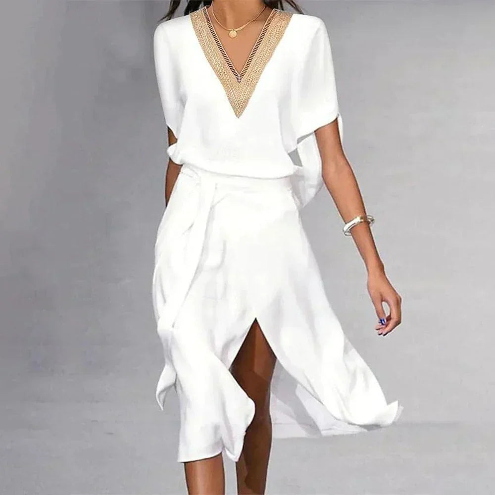Tracy | Women's V-Neck Wrap Midi Dress
