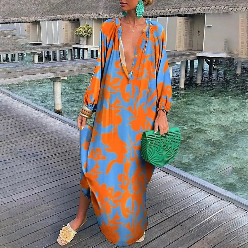 Trinity | Women's V-Neck Long Sleeve Maxi Dress