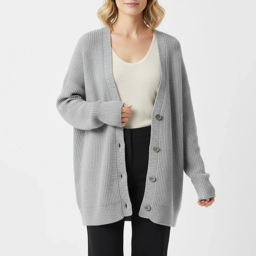 Oversized Ribbed Knit Cardigan for Women