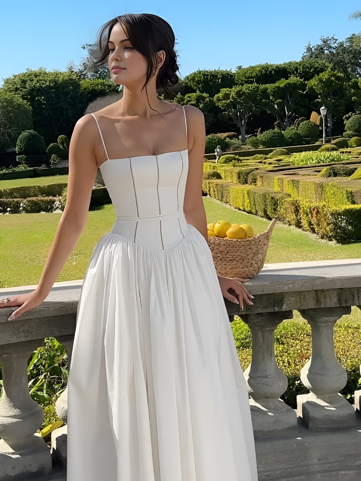 Whitney | Women's Spaghetti Strap A-Line Midi Dress
