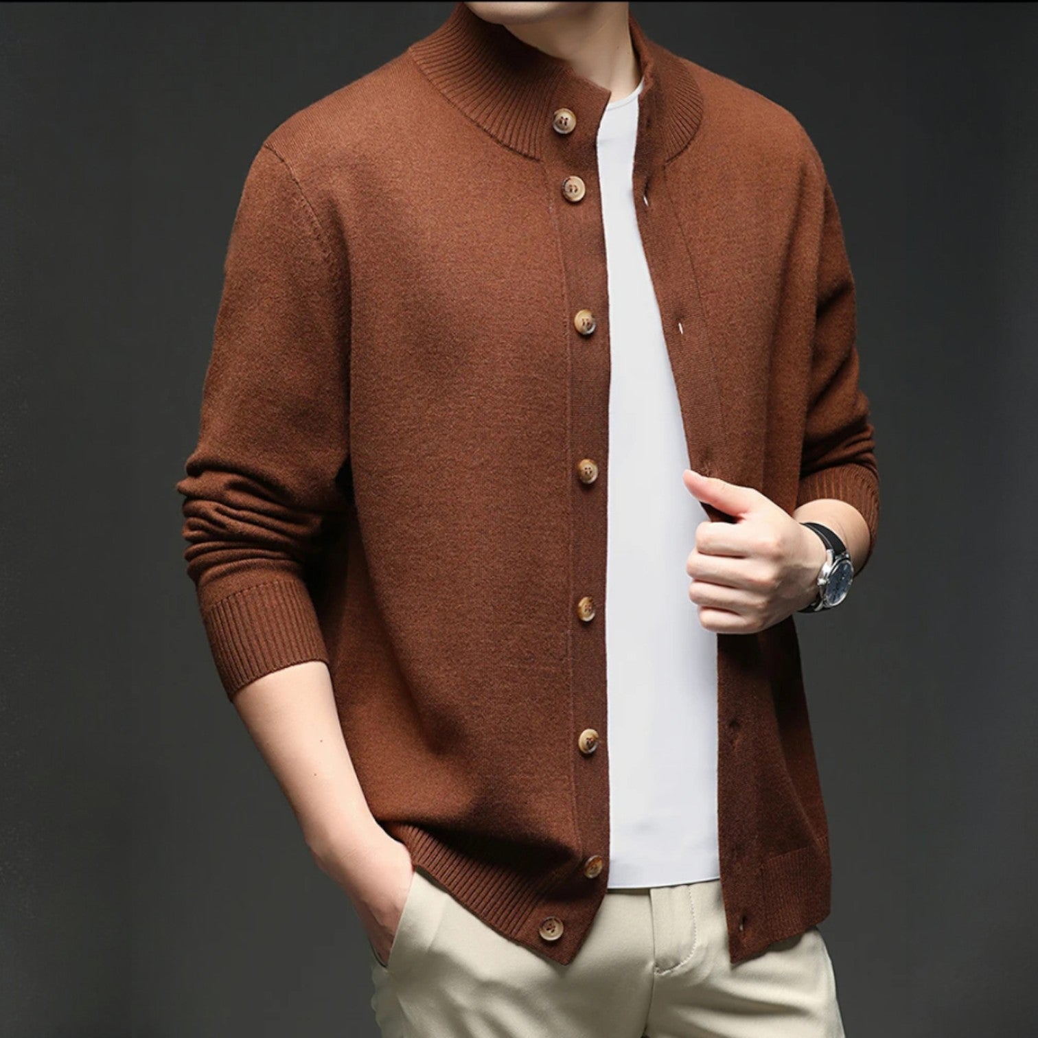 Zane | Men's Button-Down Ribbed Knit Cardigan