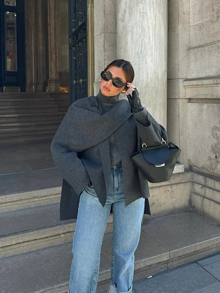 Eliza | Women Elegant Draped Cape Coat