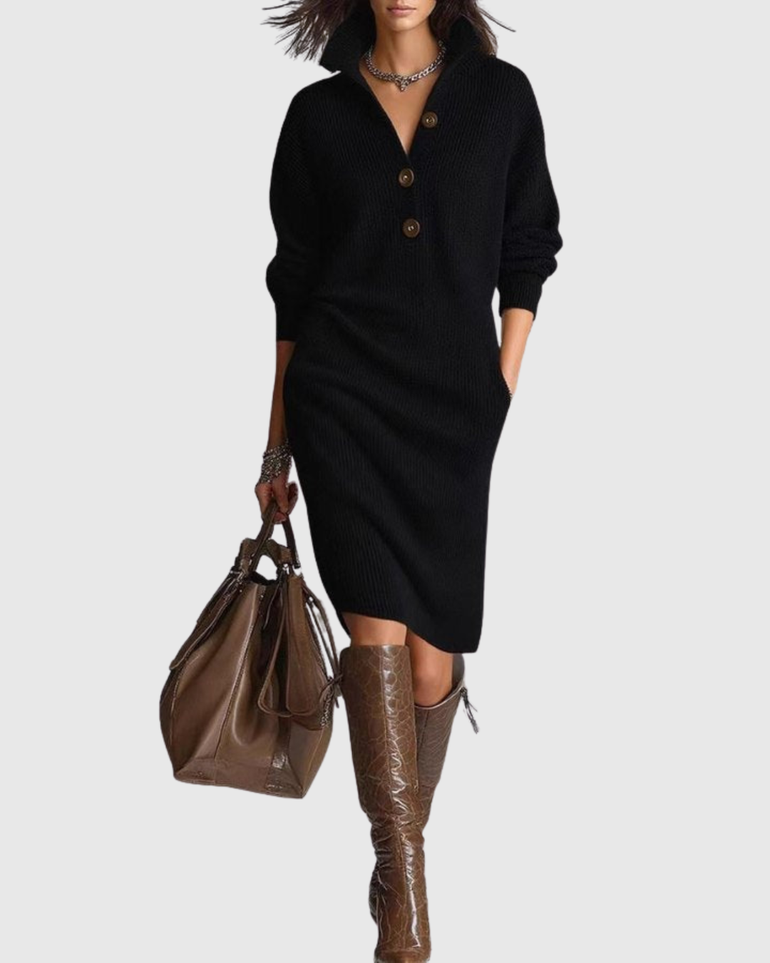 Victoria | Women Pure Wool Winter Knit Midi Dress