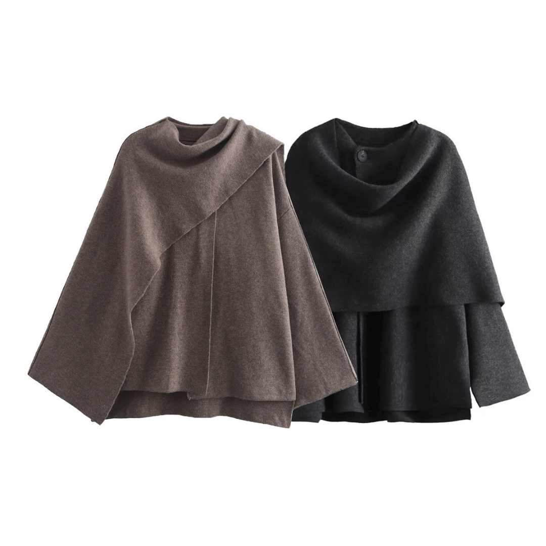 Eliza | Women Elegant Draped Cape Coat