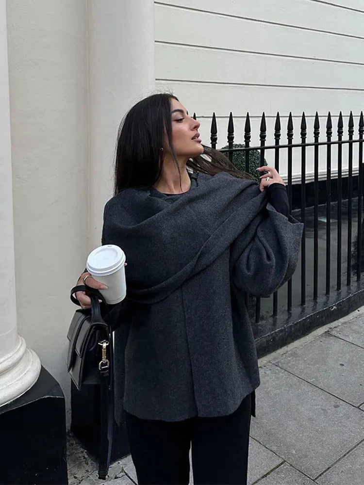 Eliza | Women Elegant Draped Cape Coat