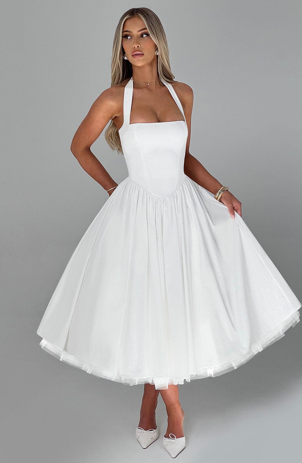 Faith | Women Wedding Guest Halter Midi Dress