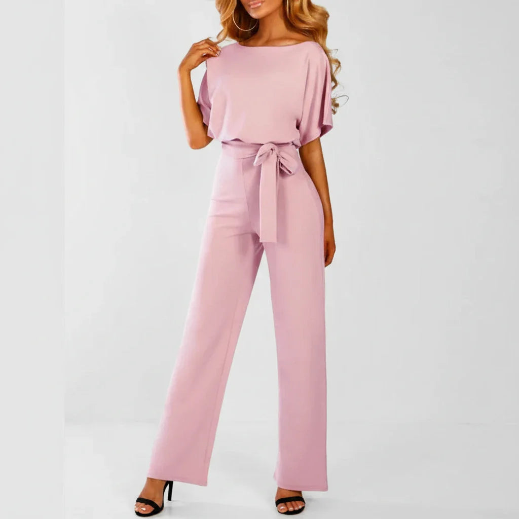 Women's Belted Wide Leg Jumpsuit