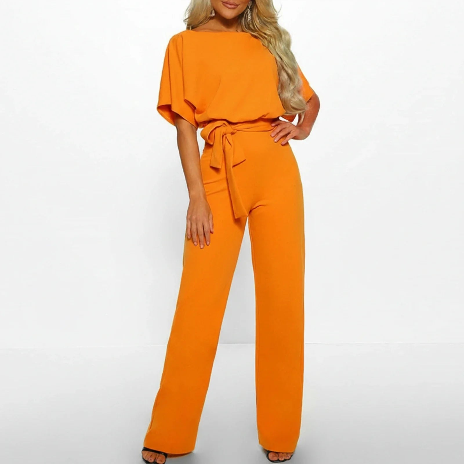 Women's Belted Wide Leg Jumpsuit