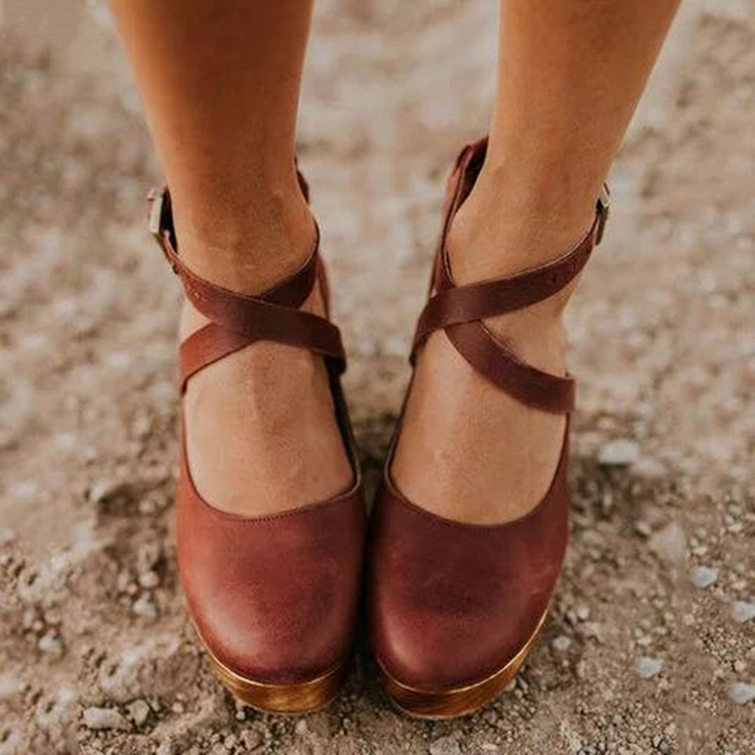 Rebecca | Women Summer Wedge Heels with Closed Toe & Ankle Strap