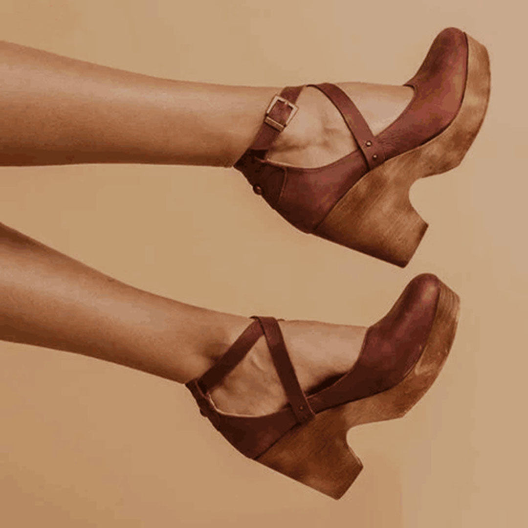 Rebecca | Women Summer Wedge Heels with Closed Toe & Ankle Strap