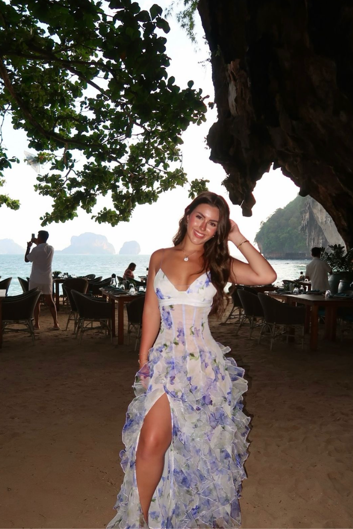 Lila | Women Summer Floral Cut-Out Maxi Dress
