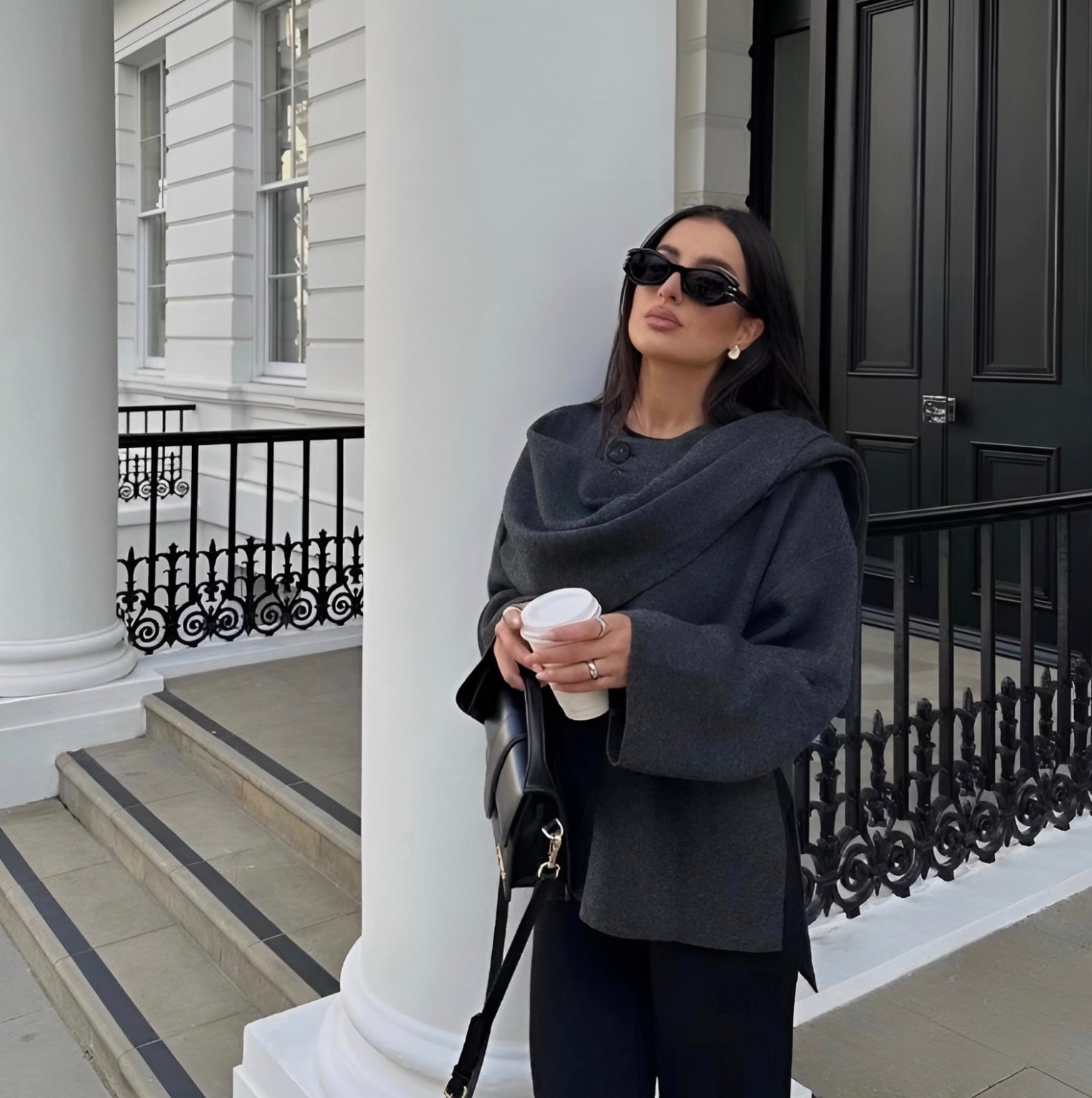 Eliza | Women Elegant Draped Cape Coat
