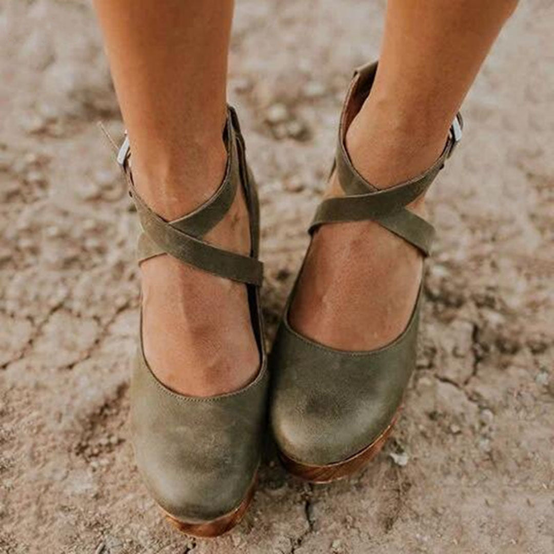 Rebecca | Women Summer Wedge Heels with Closed Toe & Ankle Strap