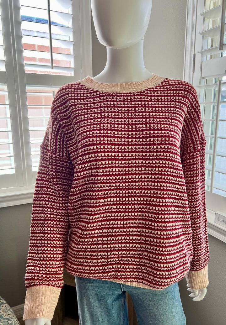 Red and Cream Knit Sweater