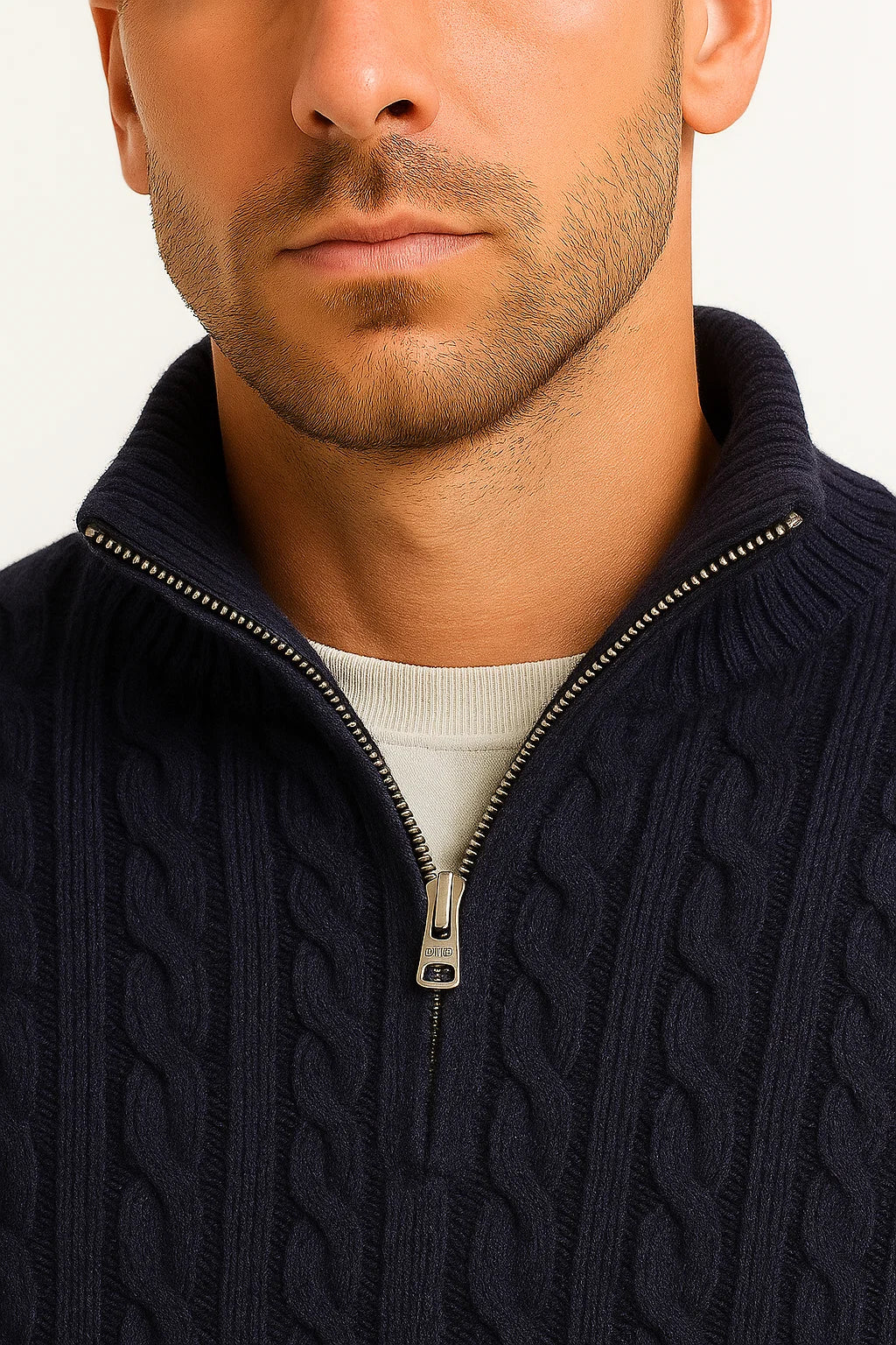 Vince | Men’s Spring Zip-Neck Cable Knit Sweater