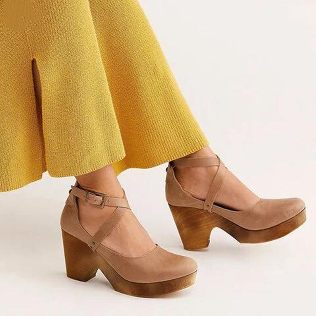 Rebecca | Women Summer Wedge Heels with Closed Toe & Ankle Strap