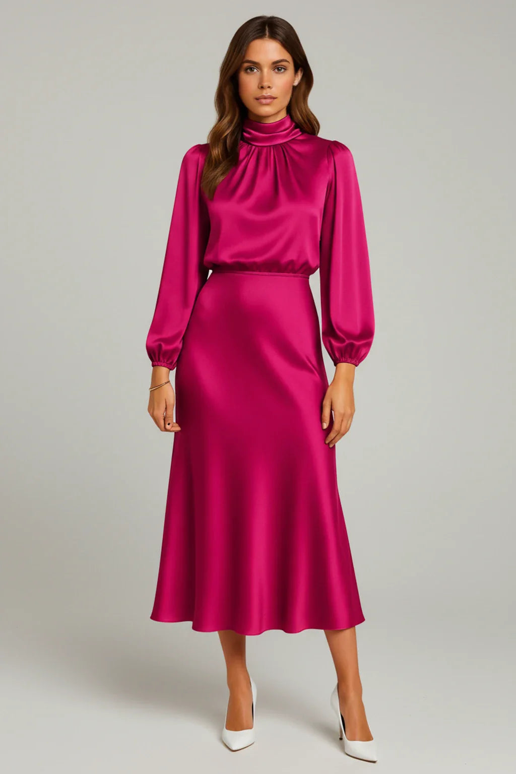 Long Sleeve A-Line Midi Dress for Women