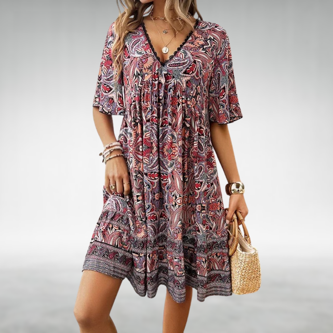Jasmine | Women Summer Boho Paisley Mini Dress