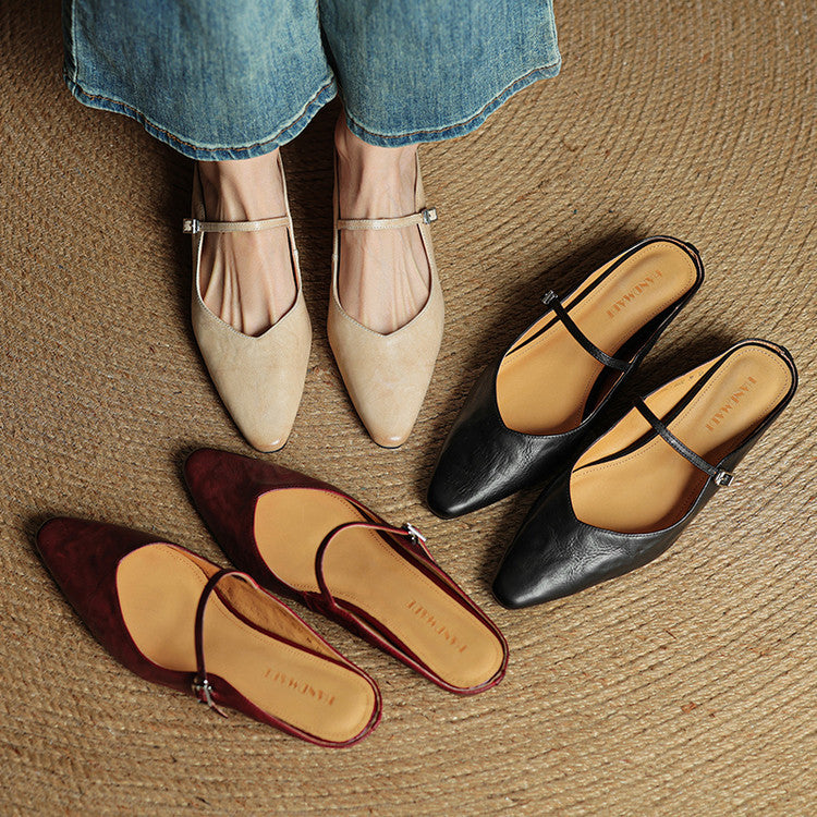 Grace | Women Genuine Leather Slip-On Mules