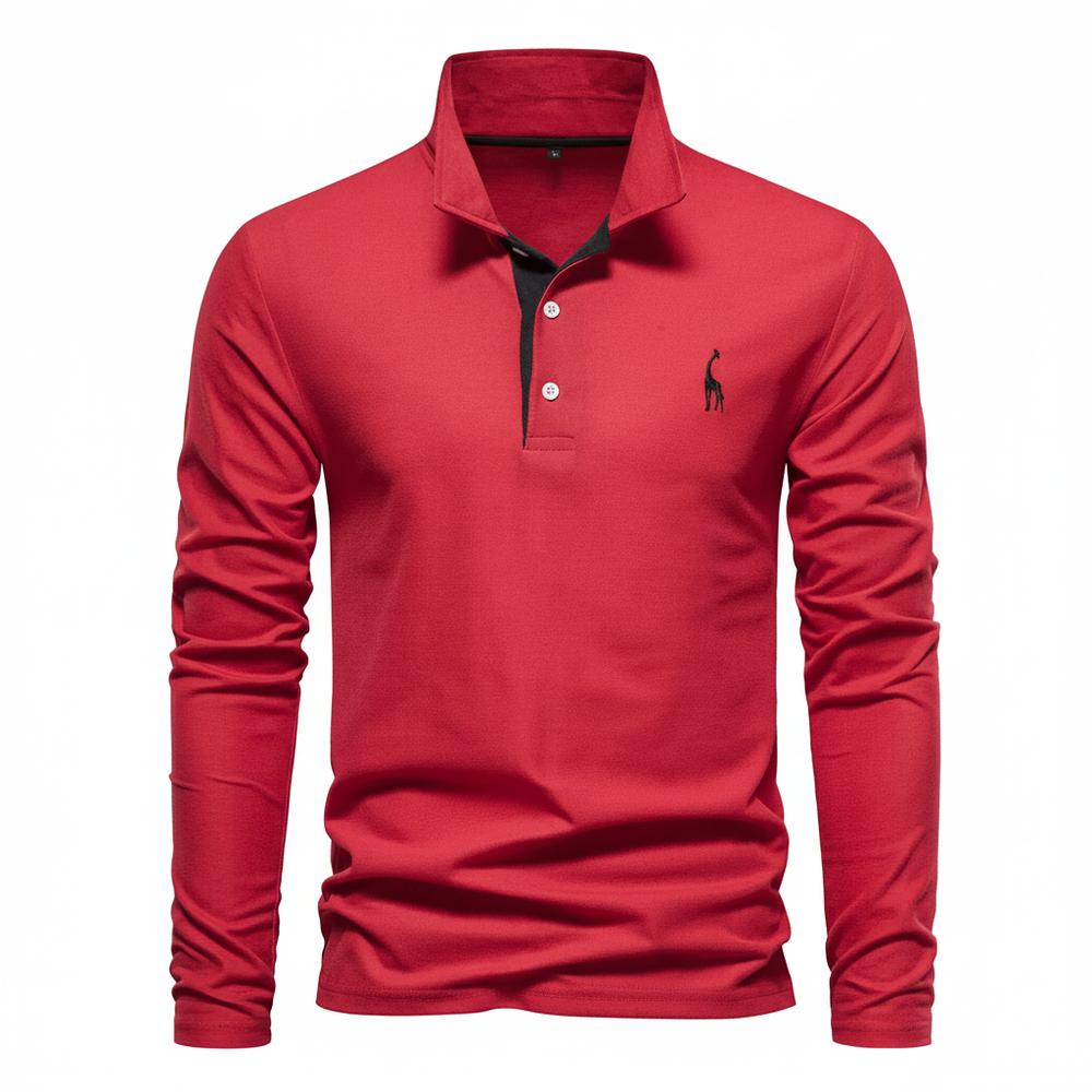 Slim Fit Long Sleeve Polo Shirt for Men