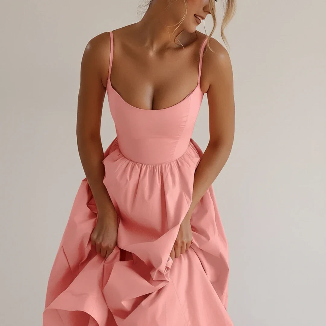 Women's Spaghetti Strap A-Line Midi Dress