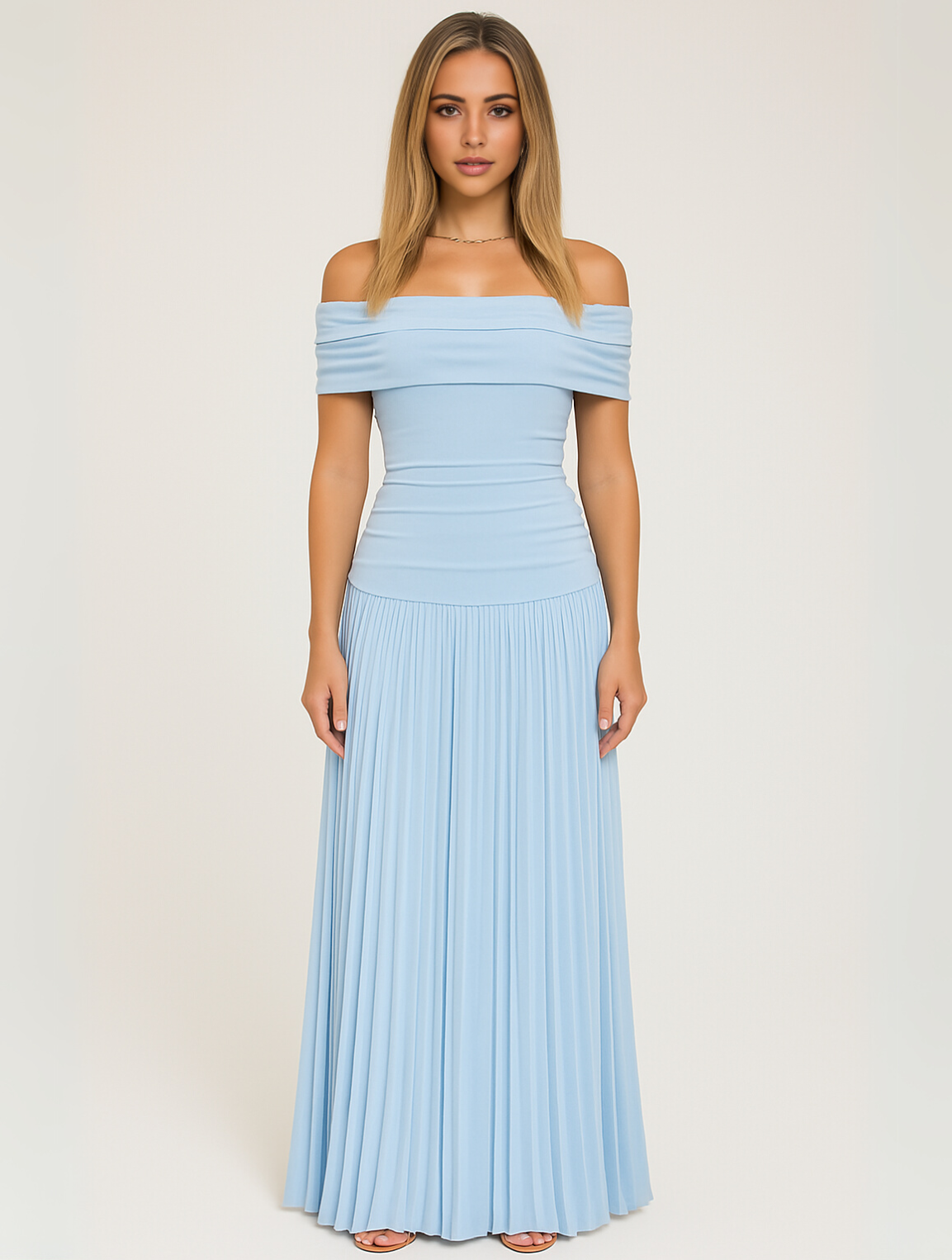 Clara | Women Wedding Guest Pleated Maxi Dress