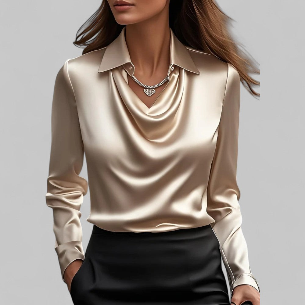 Adeline | Women's Long Sleeve Draped Neck Blouse