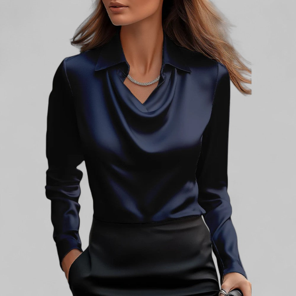 Adeline | Women's Long Sleeve Draped Neck Blouse