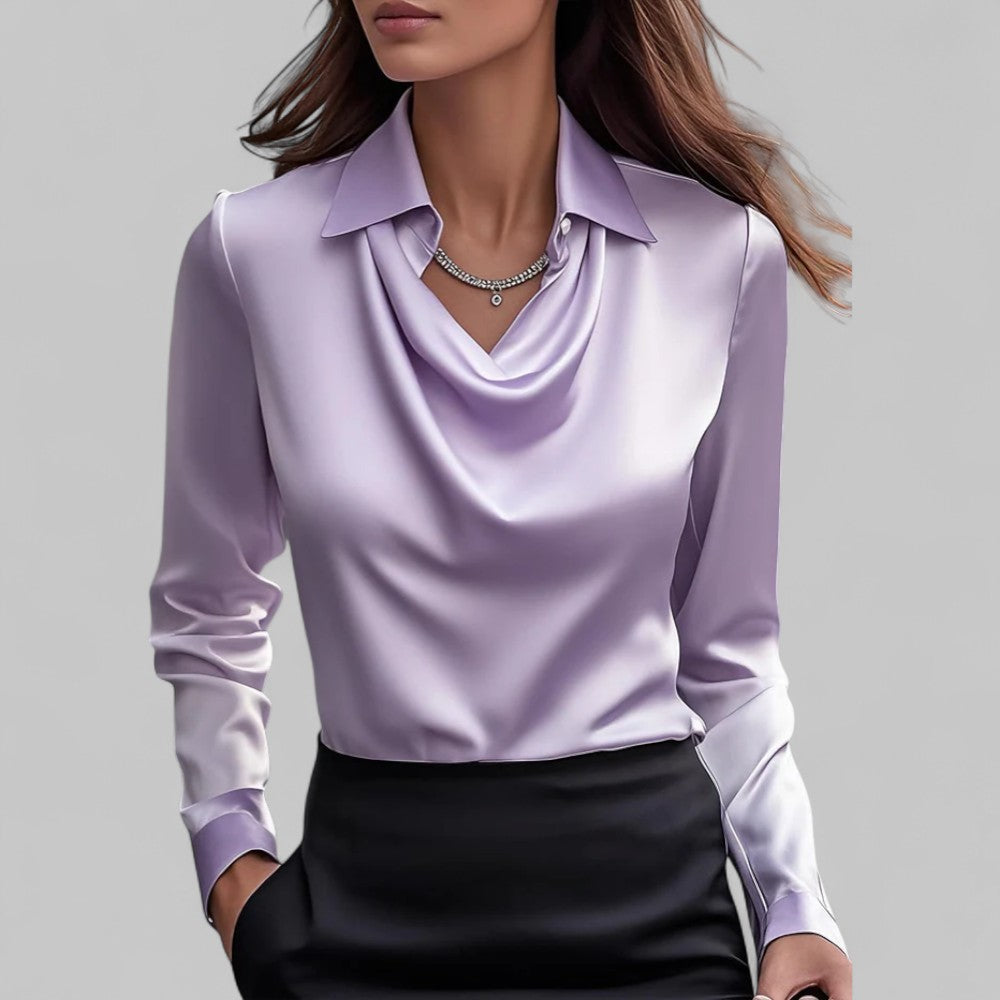 Adeline | Women's Long Sleeve Draped Neck Blouse