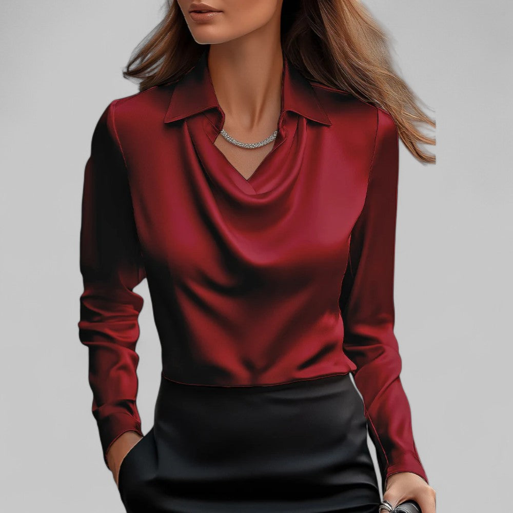 Adeline | Women's Long Sleeve Draped Neck Blouse