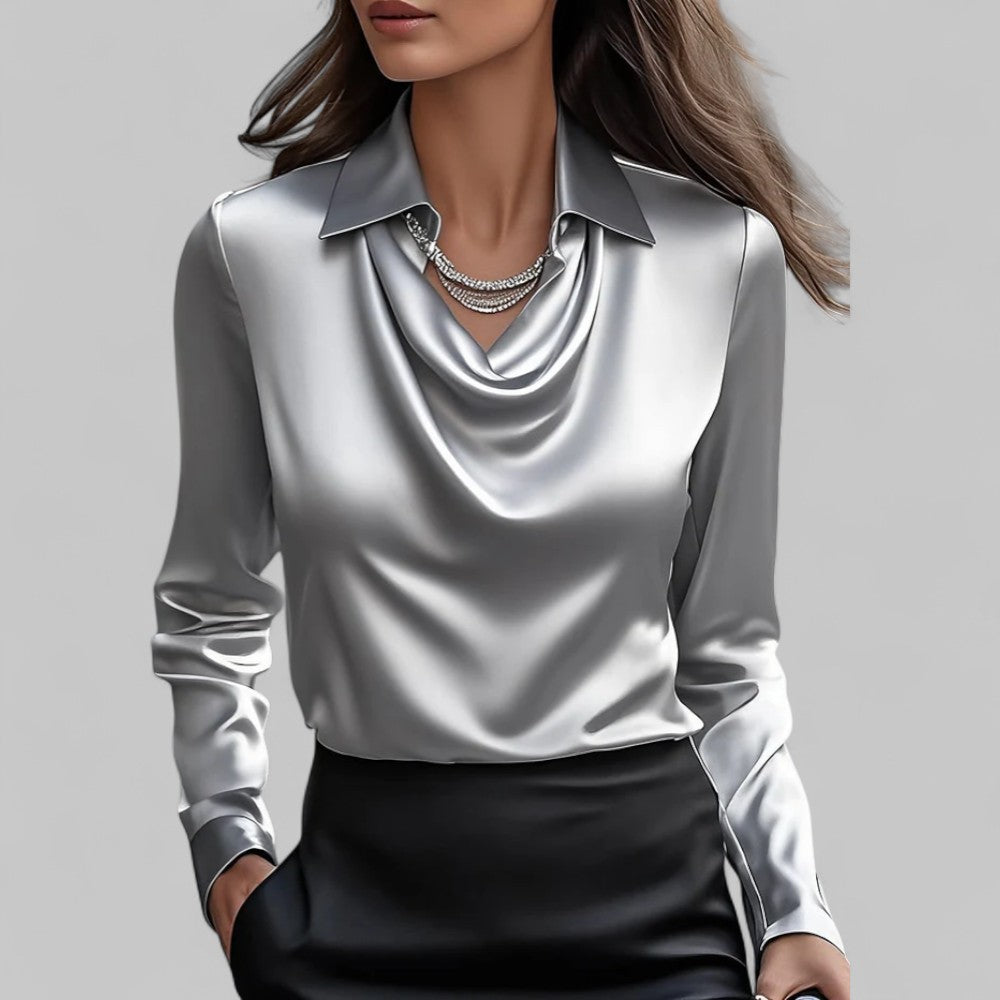 Adeline | Women's Long Sleeve Draped Neck Blouse
