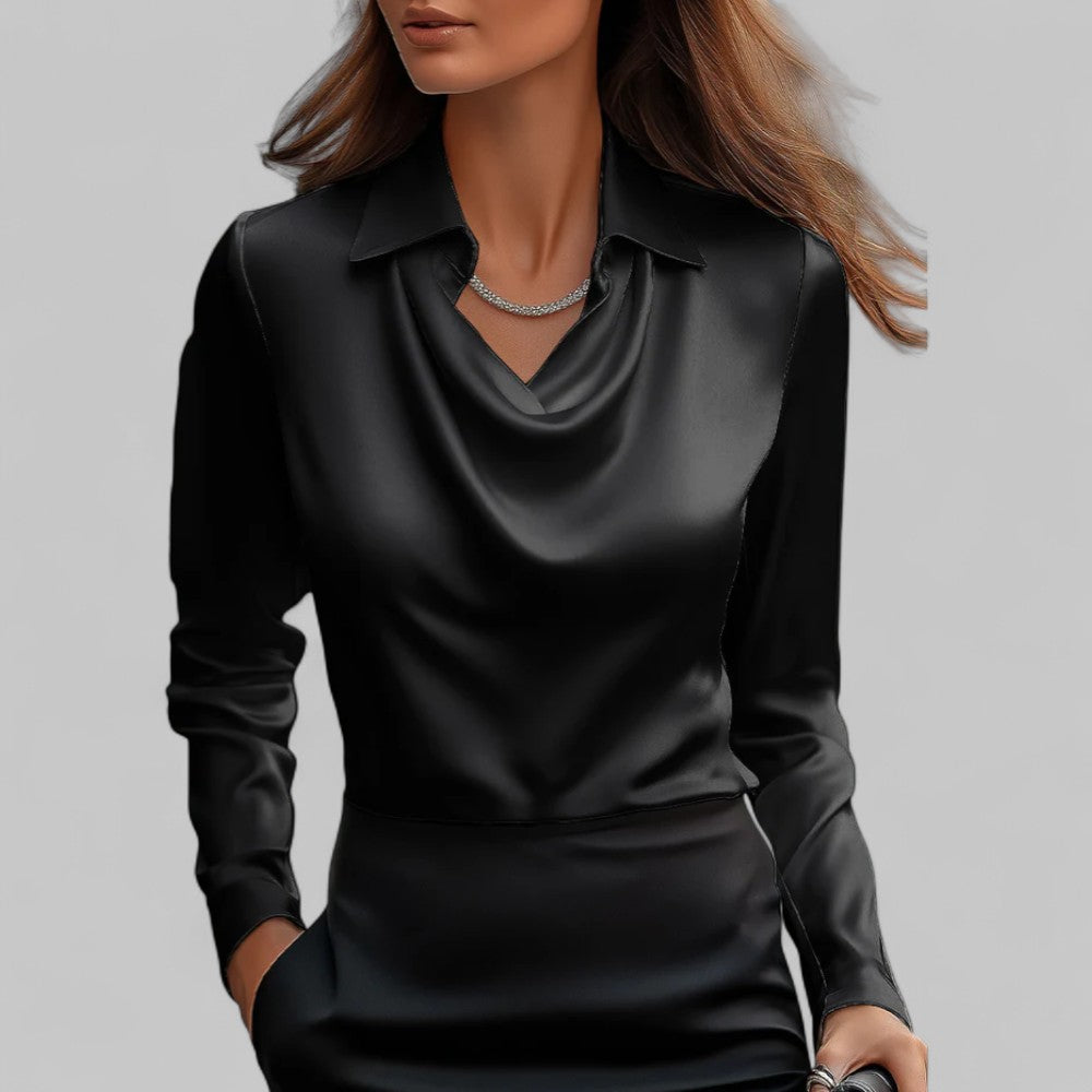 Adeline | Women's Long Sleeve Draped Neck Blouse