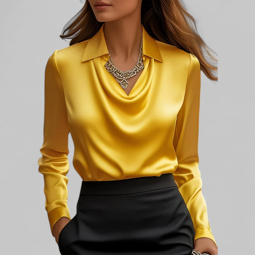 Adeline | Women's Long Sleeve Draped Neck Blouse
