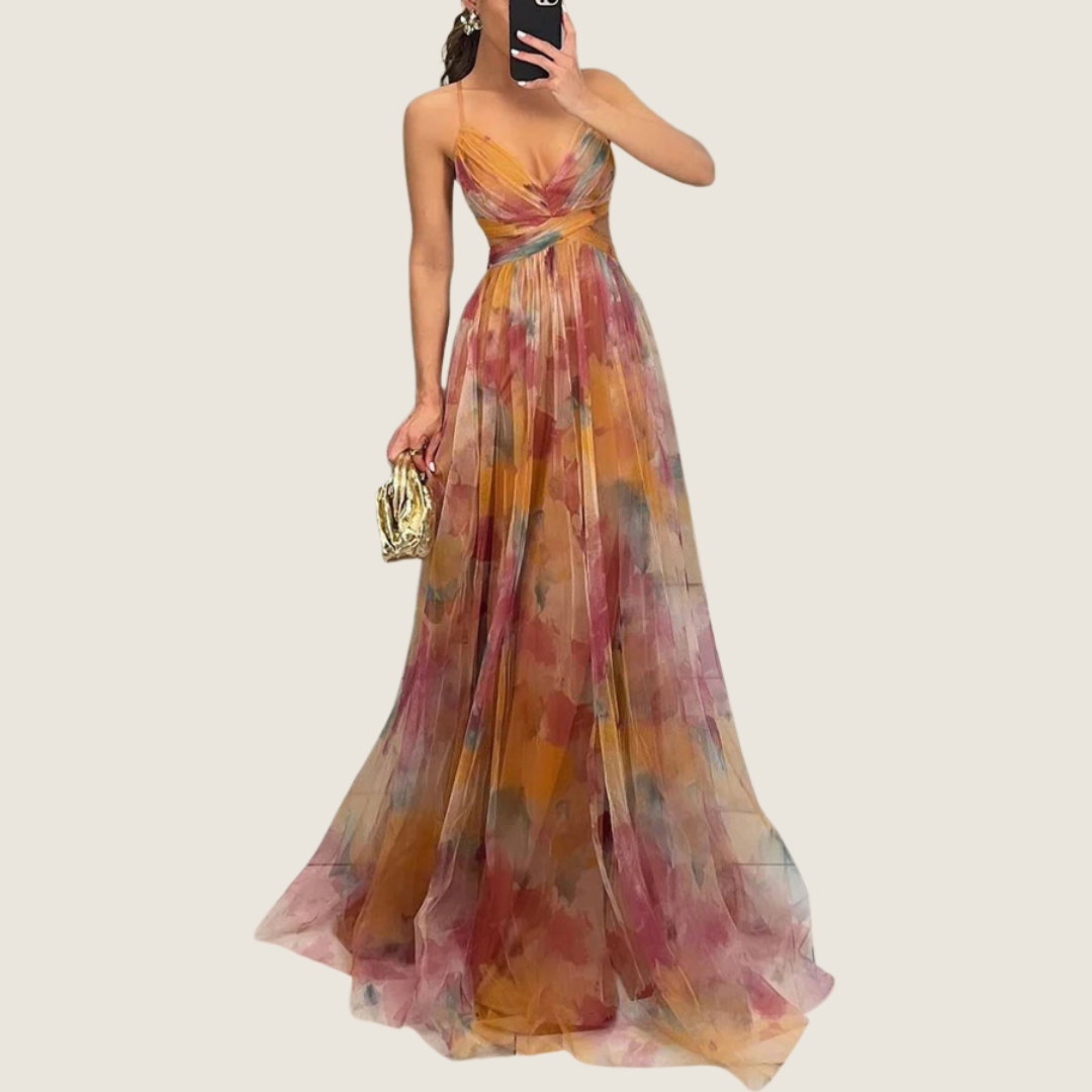 Angie | Women's V-Neck Spaghetti Strap Maxi Dress
