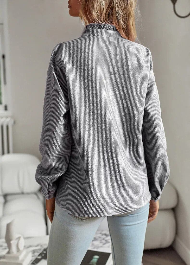 Ann | Women's Ruffle Long Sleeve Button Down Blouse