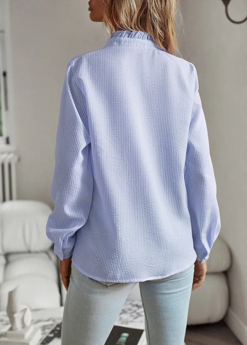 Ann | Women's Ruffle Long Sleeve Button Down Blouse