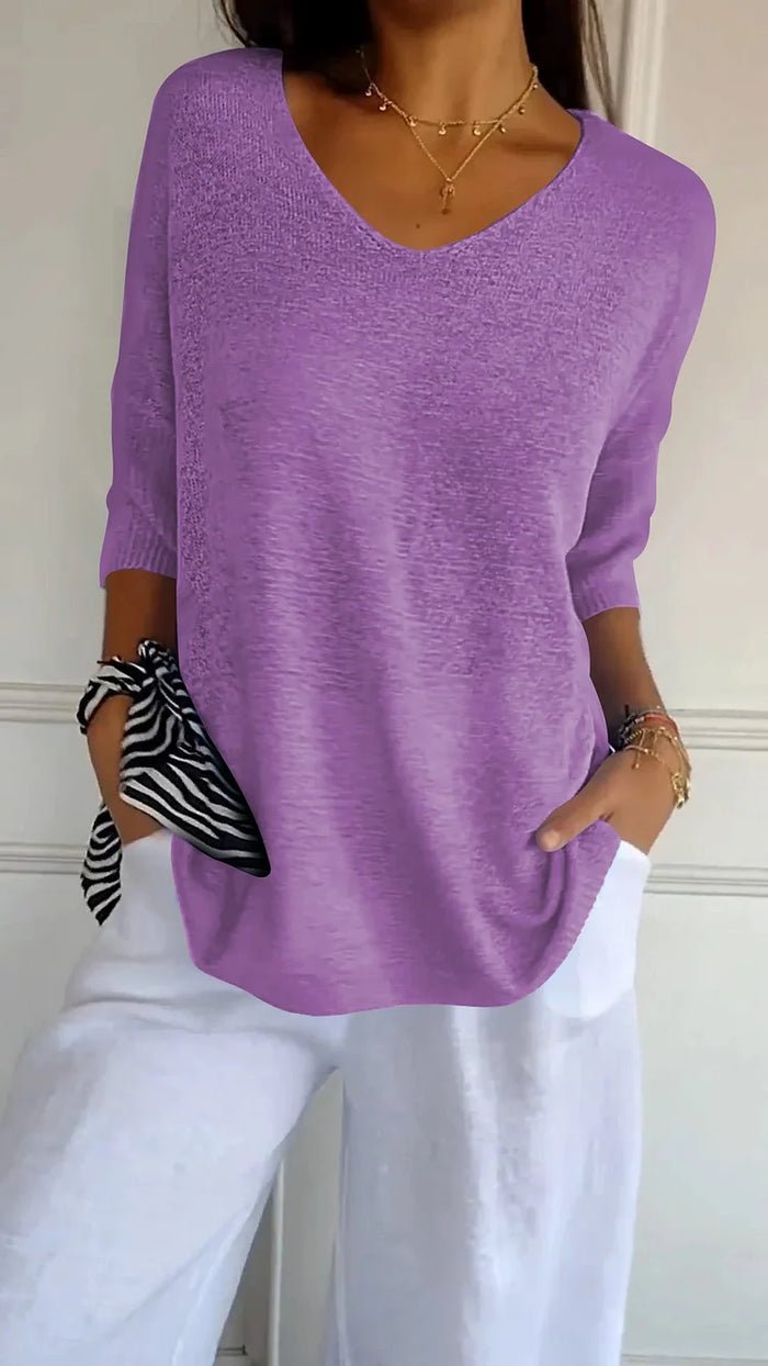 Ashley | Women's Oversized Knit V-Neck Top