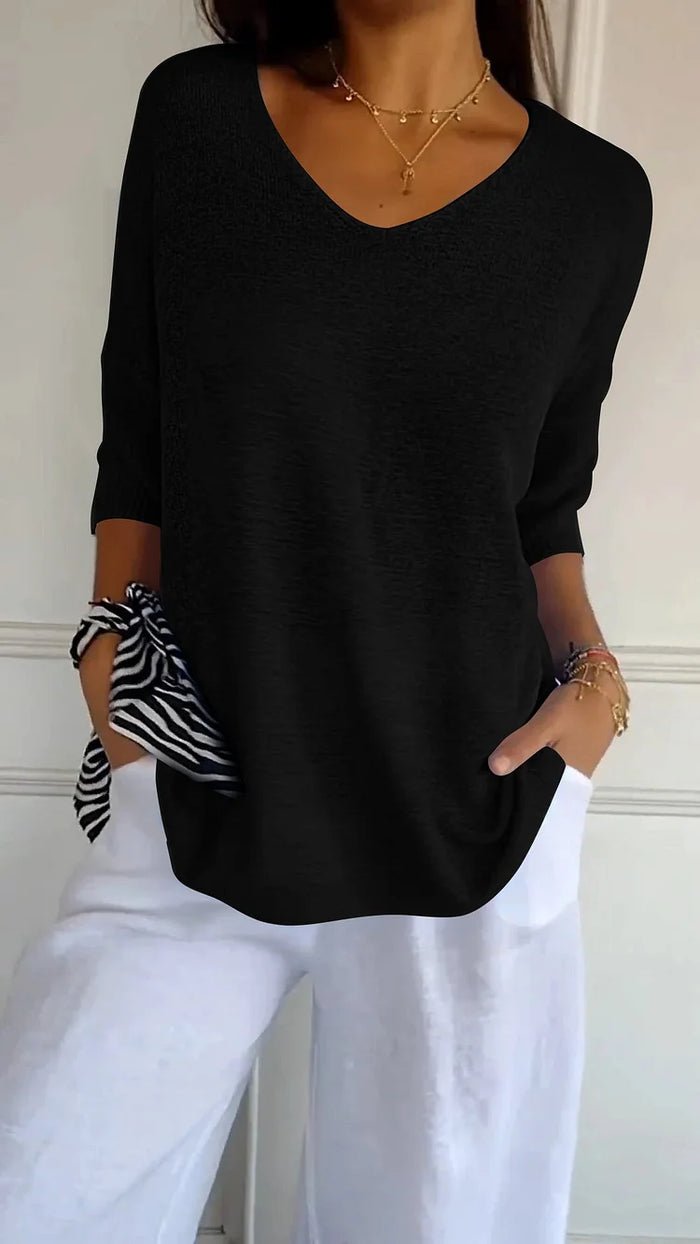 Ashley | Women's Oversized Knit V-Neck Top