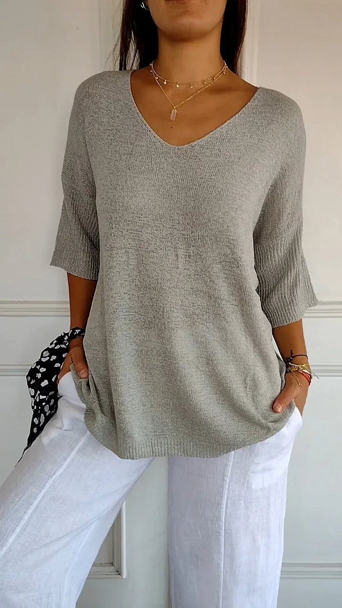 Ashley | Women's Oversized Knit V-Neck Top
