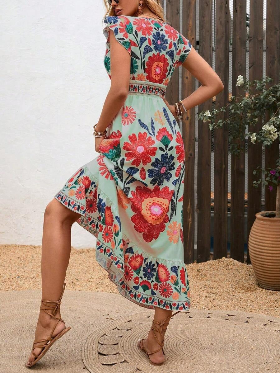 Ashley | Women's V-Neck A-Line Midi Dress