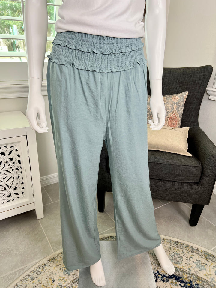 Smocking Waist Wide Leg Pants