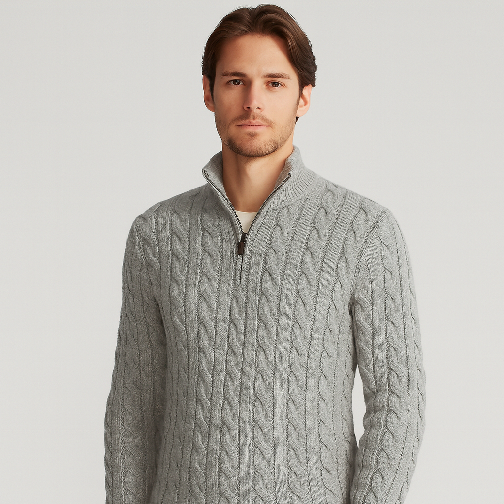 Brad | Men's Quarter-Zip Cable Knit Sweater