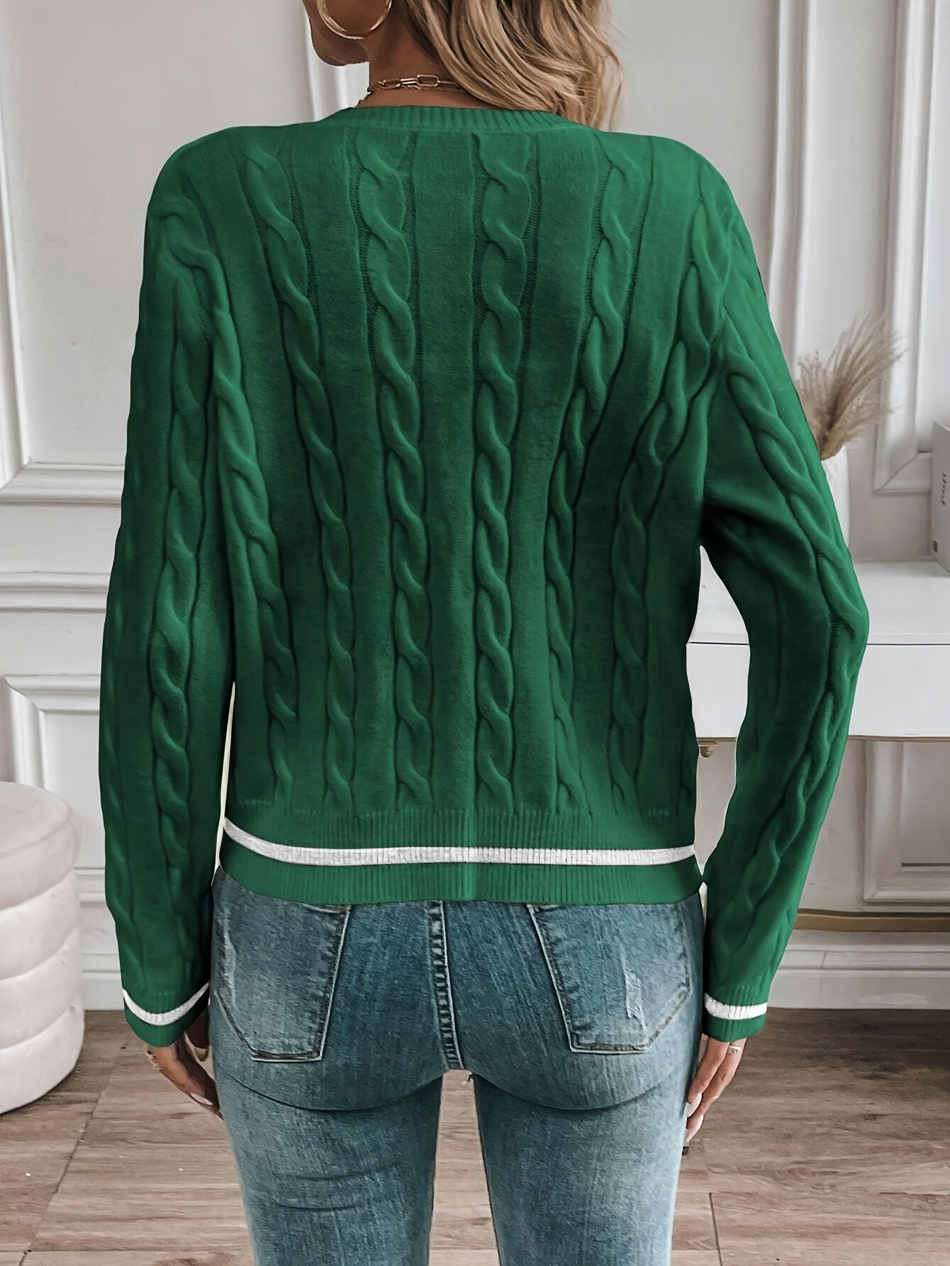 Brianna | Women's Cable Knit Button-Front Cardigan