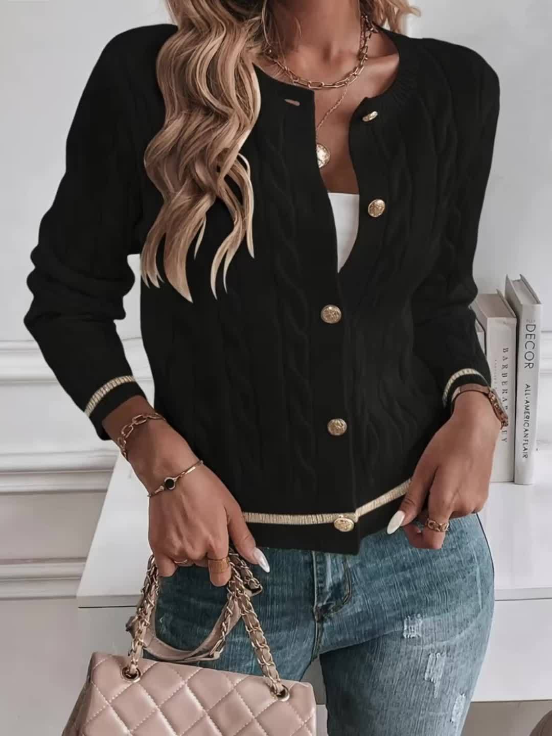 Brianna | Women's Cable Knit Button-Front Cardigan