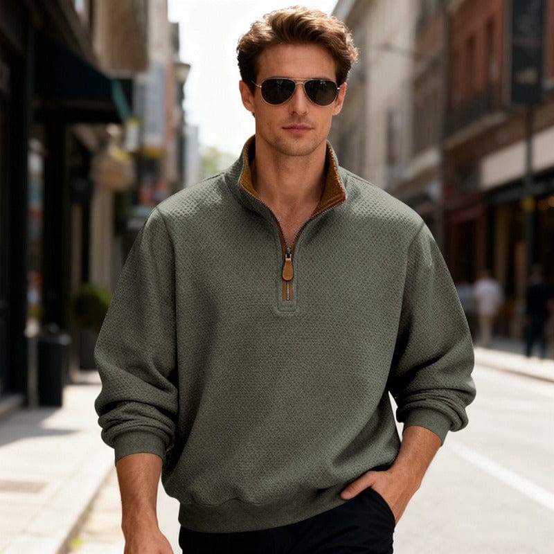 Caleb | Men's Quarter-Zip Textured Pullover Sweater