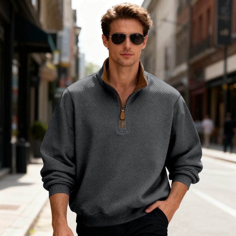 Caleb | Men's Quarter-Zip Textured Pullover Sweater