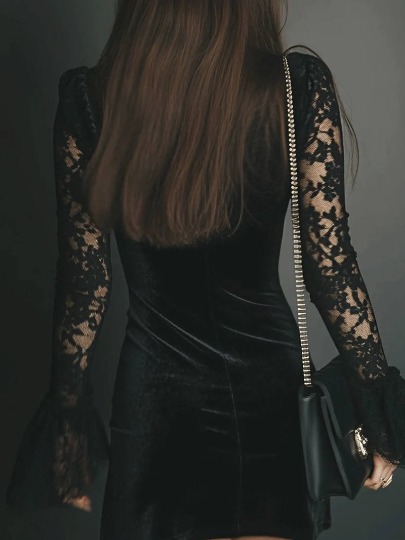 Carol | Women's V-Neck Lace Mini Dress