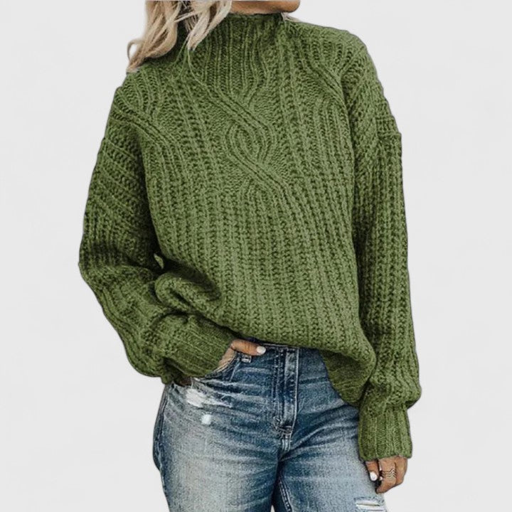Cheryl | Women's Cable Knit Long Sleeve Turtleneck Sweater