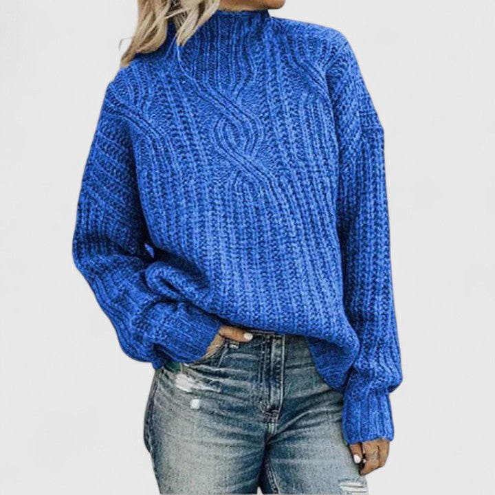 Cheryl | Women's Cable Knit Long Sleeve Turtleneck Sweater