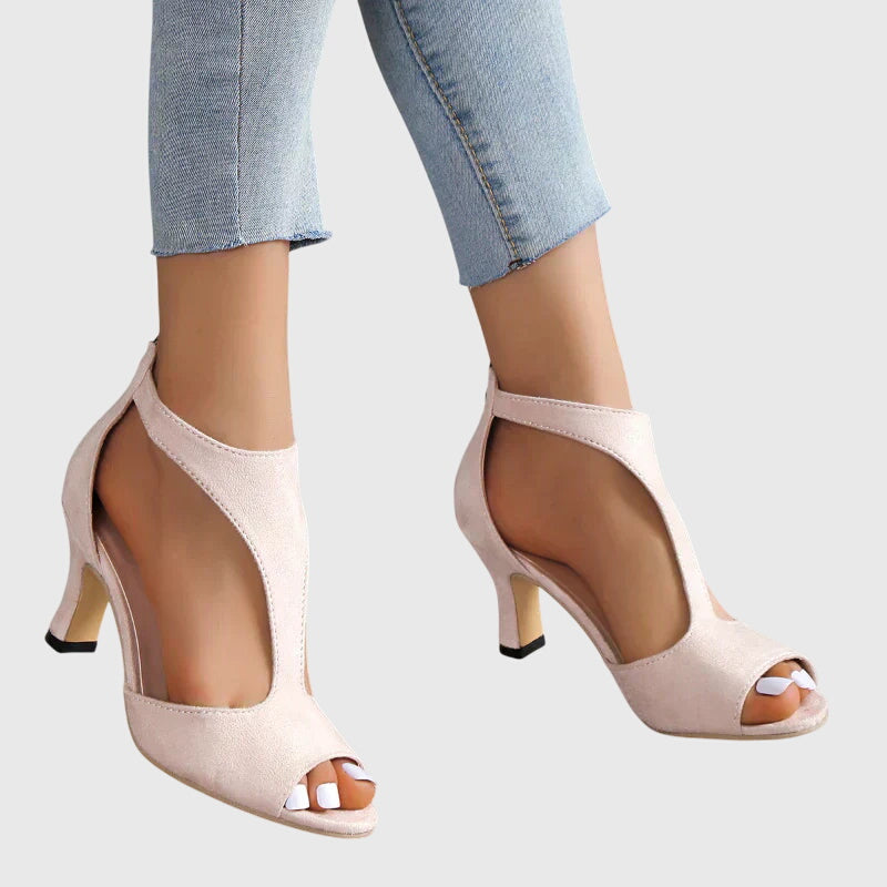 Christina | Women's Peep Toe T-Strap Heeled Shoes
